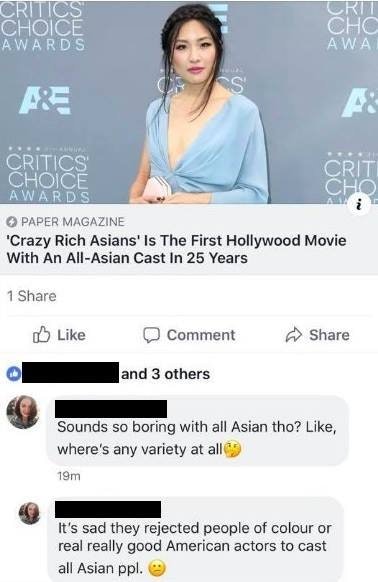 shoulder - Critics Choice Awards Crit Awa A Critics Choice Awards Paper Magazine 'Crazy Rich Asians' Is The First Hollywood Movie With An AllAsian Cast In 25 Years 1 Comment and 3 others Sounds so boring with all Asian tho? , where's any variety at alles 