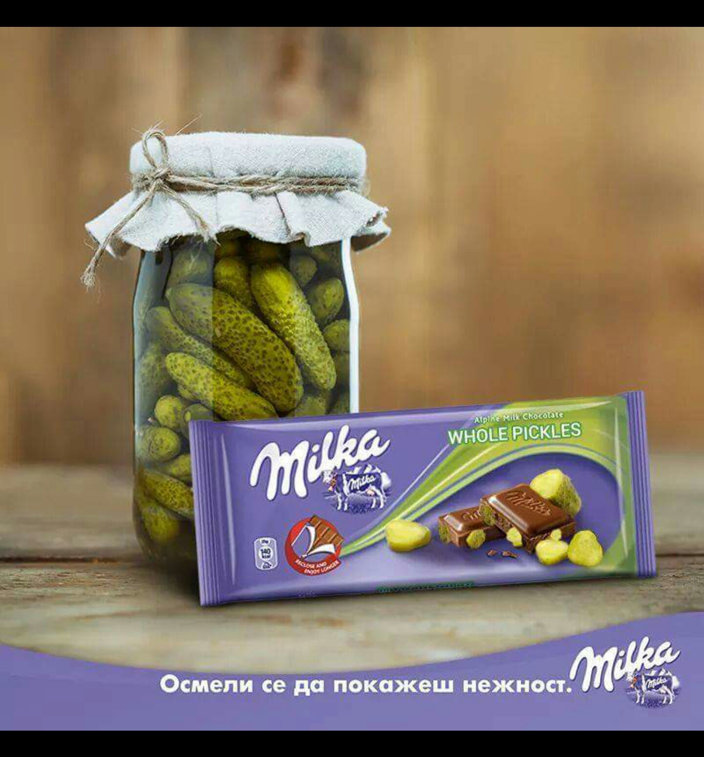 milka with pickles