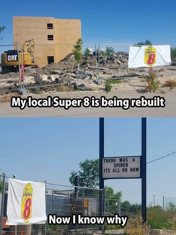 super 8 motel spider - Super Mylocal Super 8 is being rebuilt There Was A Spider Its All Ok Now Now I know why