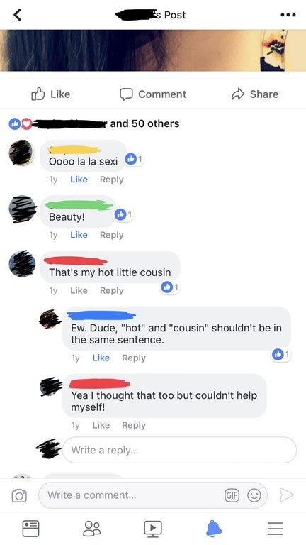 DM cringe of calling his cousin hot and not being able to help himself as the reasoning