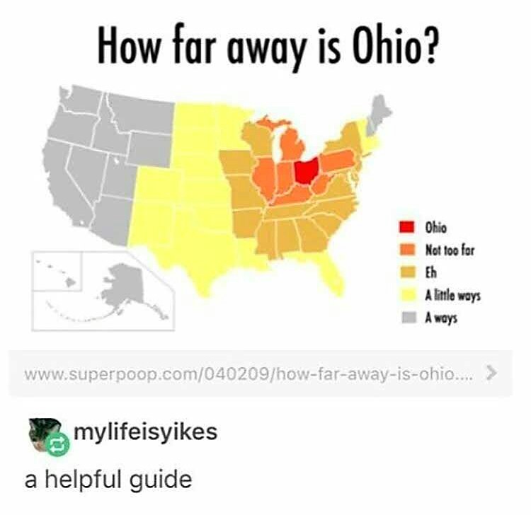 funny chart of how to describe how far away Ohio is