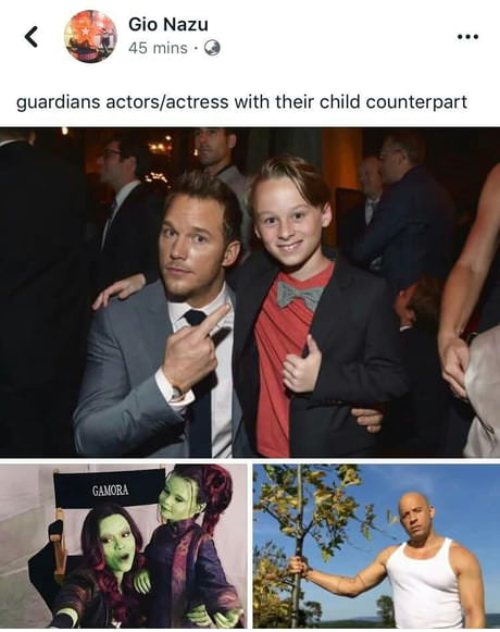 guardians of the galaxy with their child counterpart