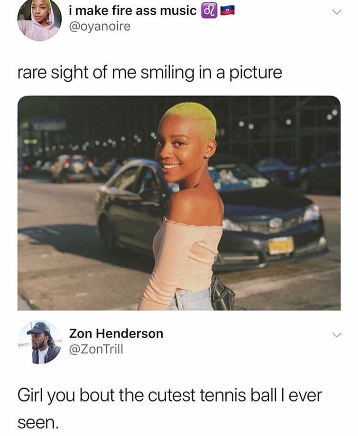 funny comment online about woman who looks like a tennis ball