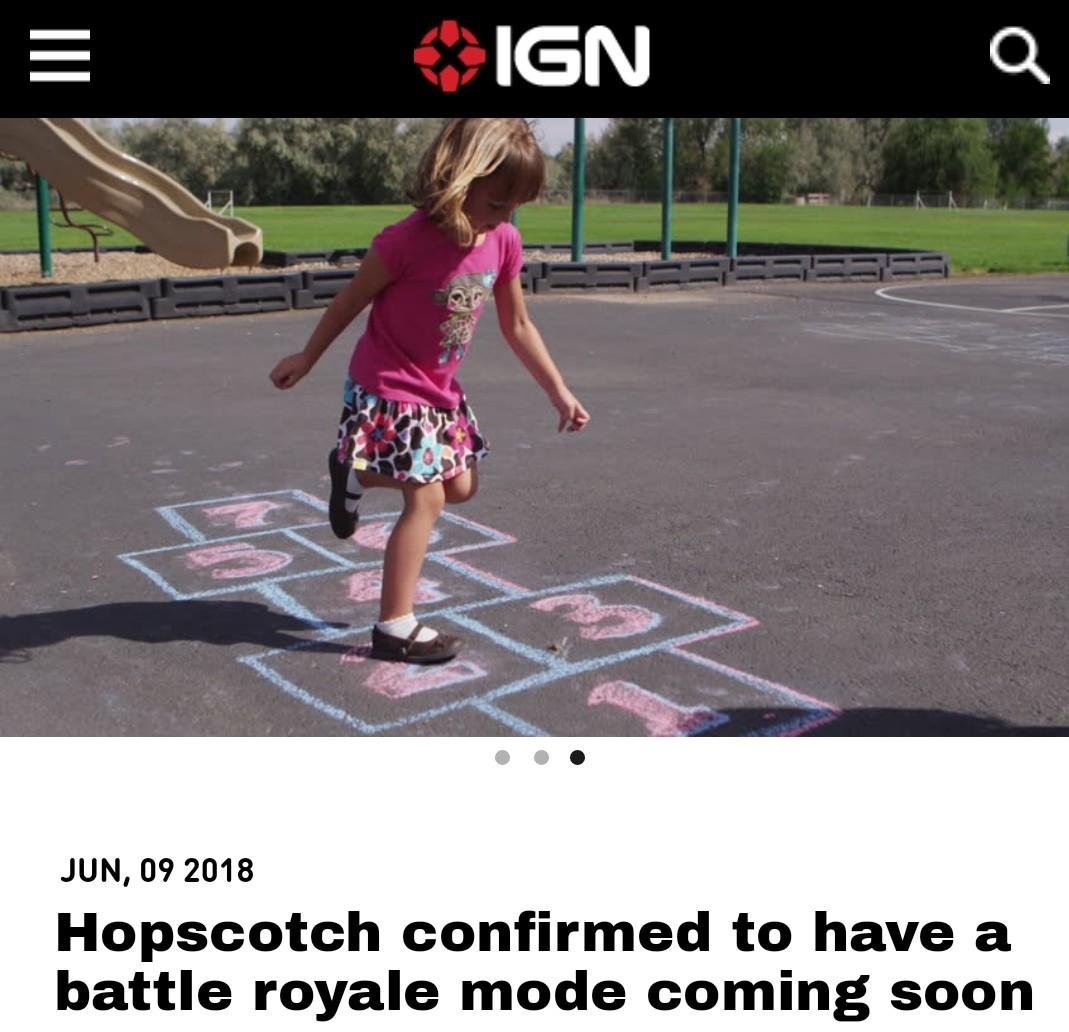 Meme making fun of IGN and Battle Royale coming to Hopscotch