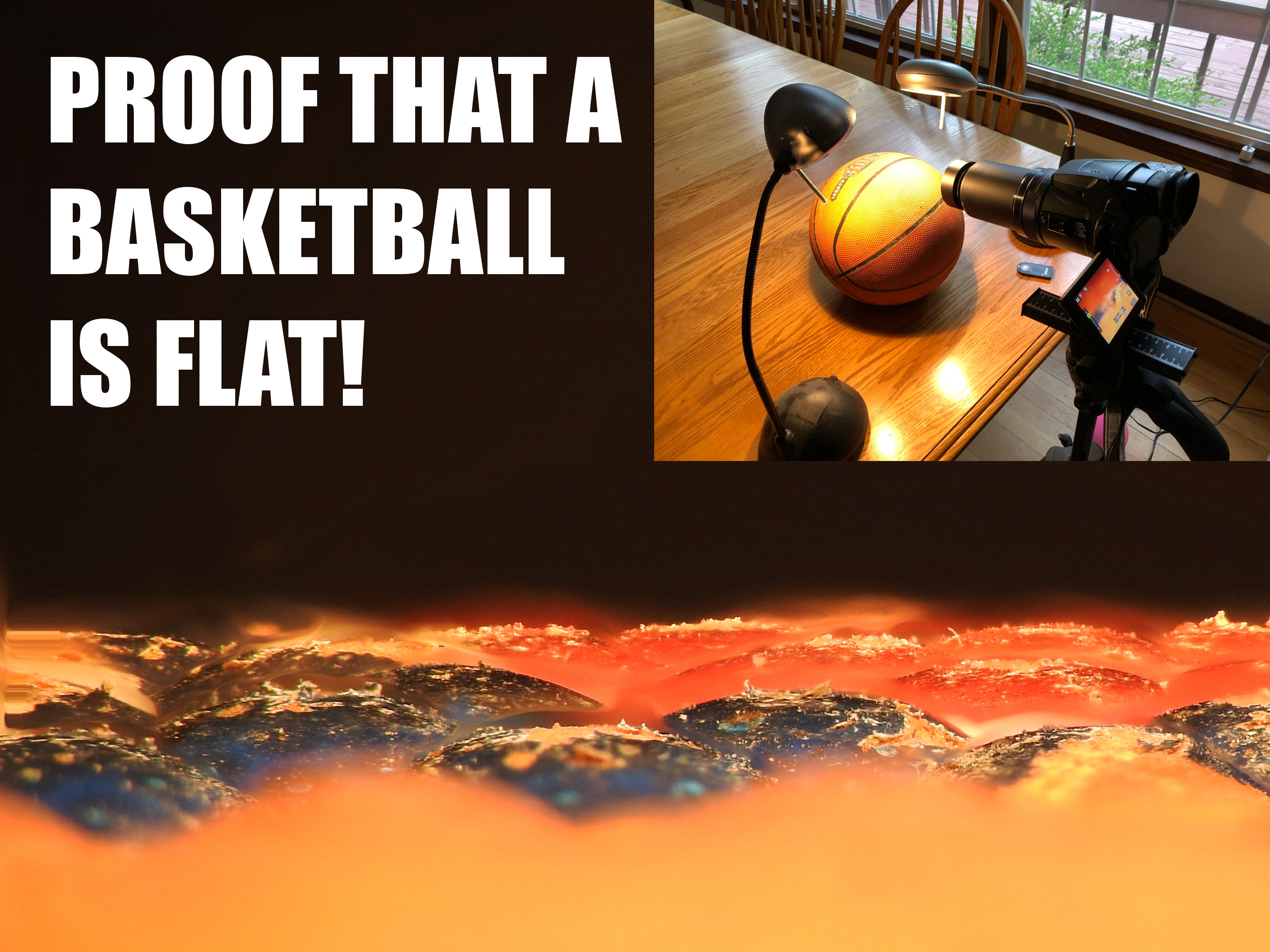 funny picture of a close up on a basketball proving that it is flat