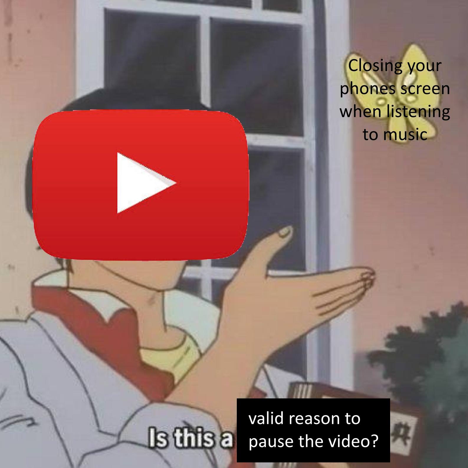 is this Pigeon meme about youtube not playing after you close the app