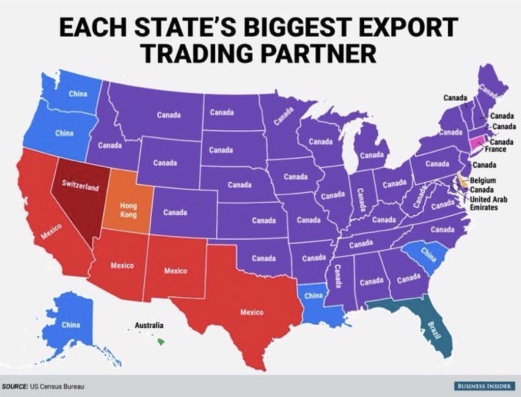 most important states in the us - Each State'S Biggest Export Trading Partner China Canada Canada Canada Canada Canada Canada China Canada Canada Canada Canada France Canada Canada Canada Canada Switzerland Canada Canada Canada Belgium Canada United Arab 