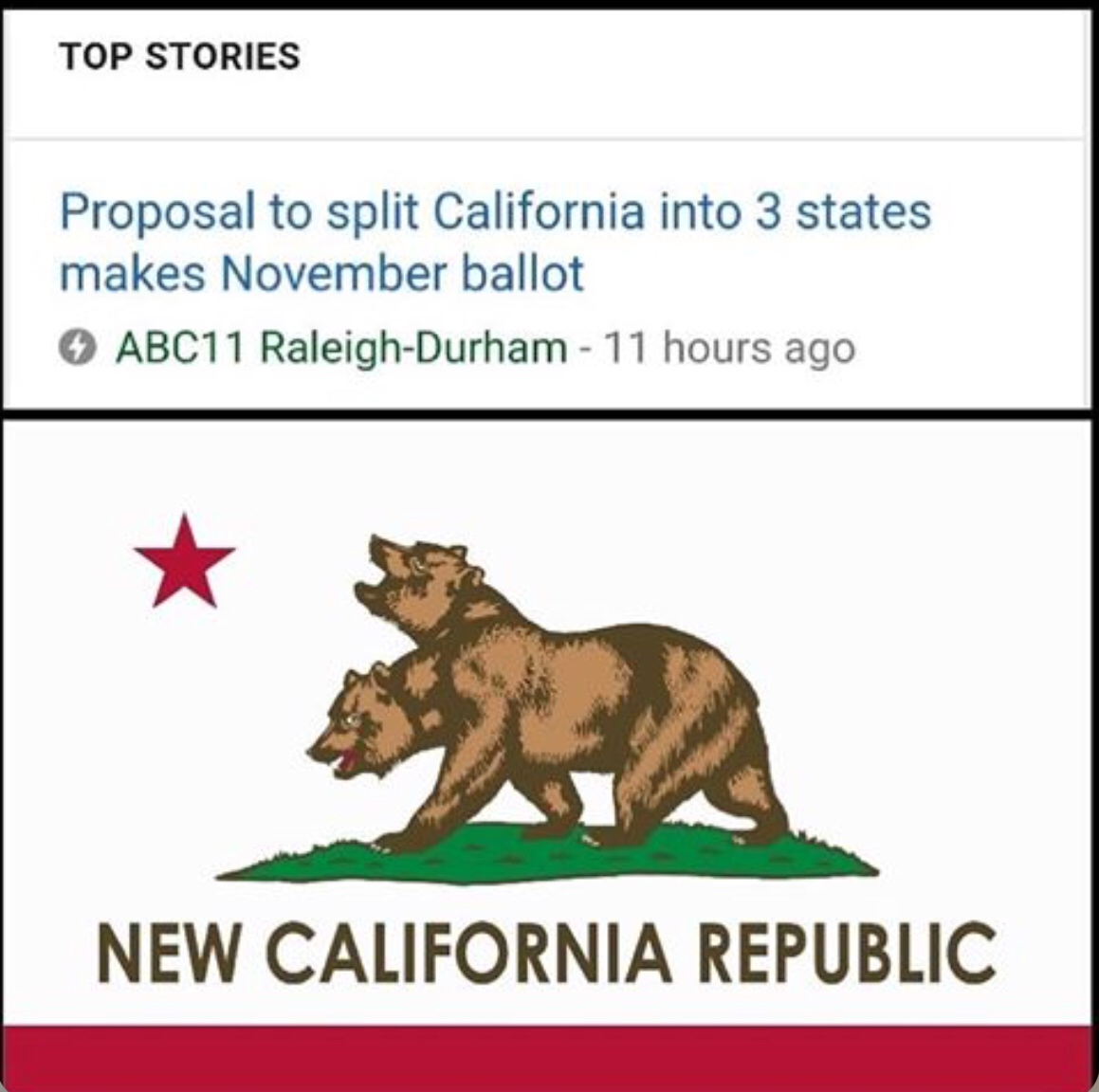 new california republic flag - Top Stories Proposal to split California into 3 states makes November ballot ABC11 RaleighDurham 11 hours ago New California Republic