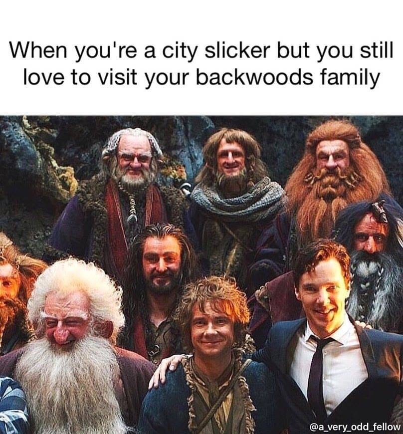 benedict cumberbatch in hobbit - When you're a city slicker but you still love to visit your backwoods family Logo