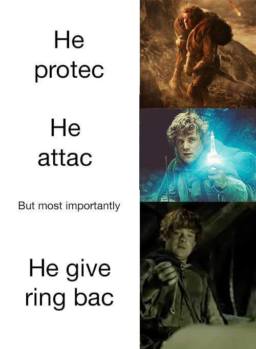 lord of the rings - He protec attac But most importantly He give ring bac