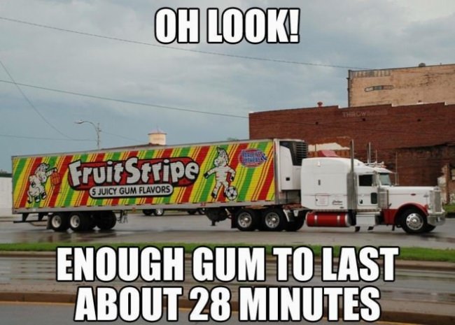 fruit stripe meme - Oh Look! struit Stripe 6 Juicy Gum Flavors O Enough Gum To Last About 28 Minutes
