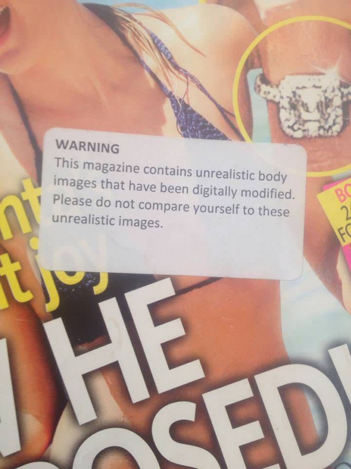 orange - Warning This magazine contains unrealistic body images that have been digitally modified. Please do not compare yourself to these unrealistic images.