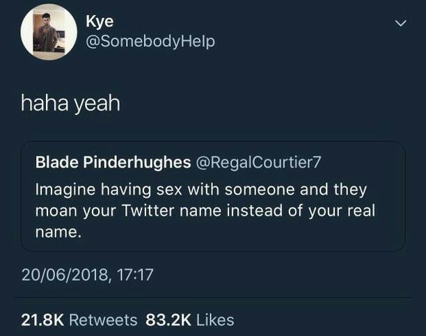 funny meme about calling someone by their twitter handle during sex