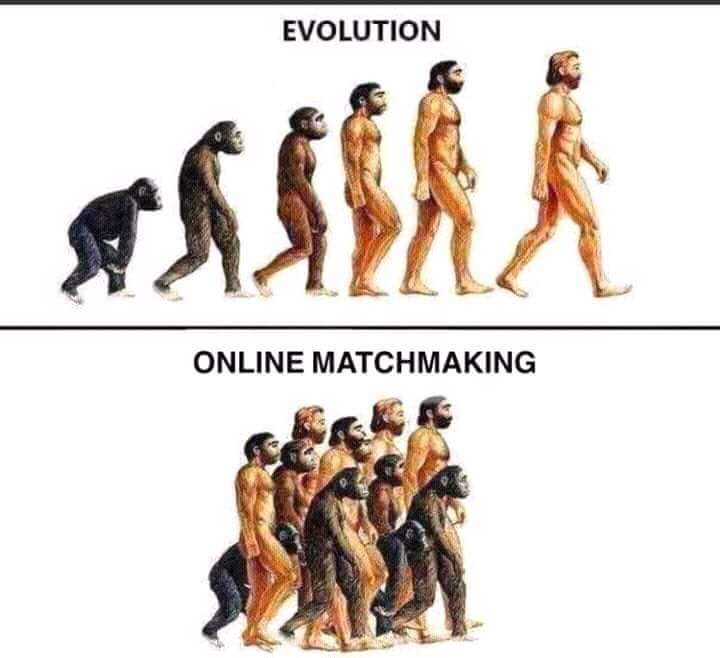 meme about the non evolutionary methods of online dating