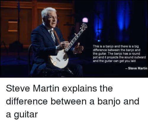 Steve Martin explains the difference between a banjo and guitar