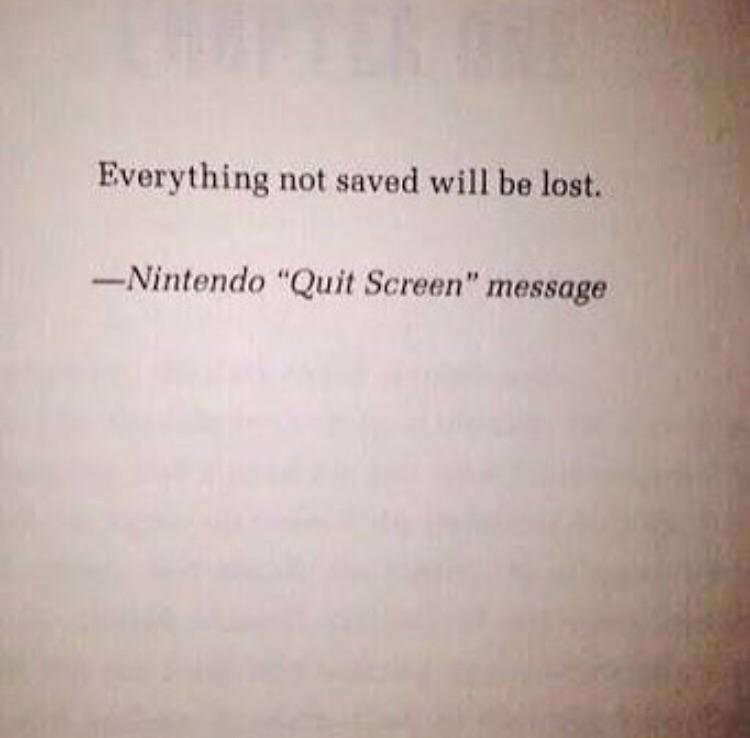 all not saved will be lost nintendo - Everything not saved will be lost. Nintendo "Quit Screen" message