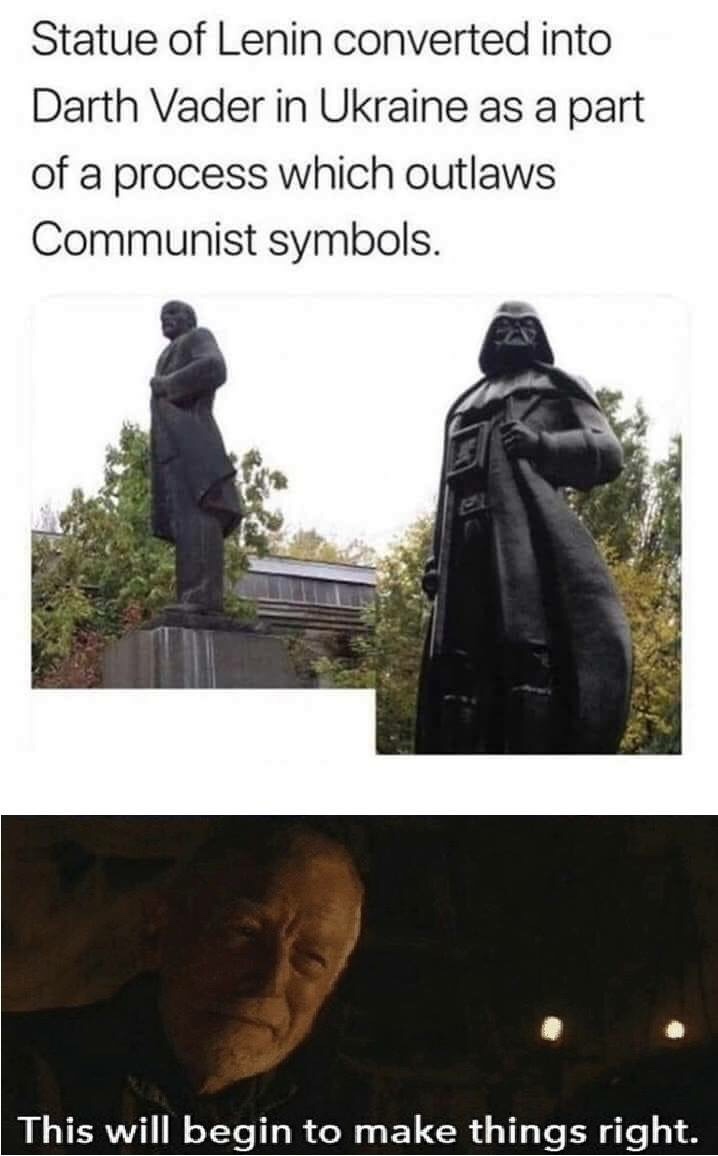 odessa lenin - Statue of Lenin converted into Darth Vader in Ukraine as a part of a process which outlaws Communist symbols. This will begin to make things right.