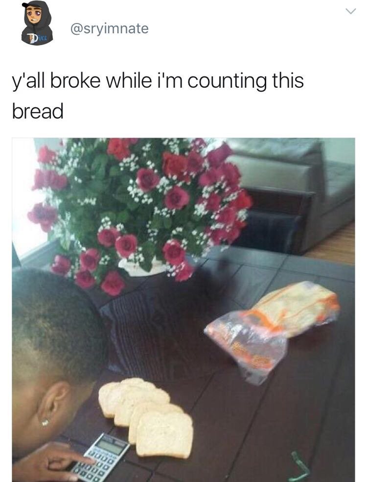 man counting bread like money