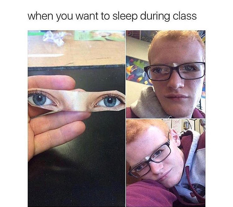 sleeping in class life hack - when you want to sleep during class