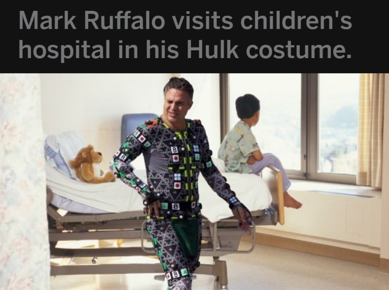 mark ruffalo visits children's hospital - Mark Ruffalo visits children's hospital in his Hulk costume. a