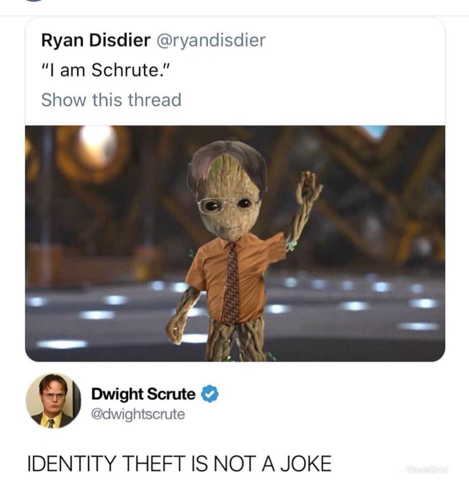 am schrute - Ryan Disdier "I am Schrute." Show this thread Dwight Scrute Identity Theft Is Not A Joke