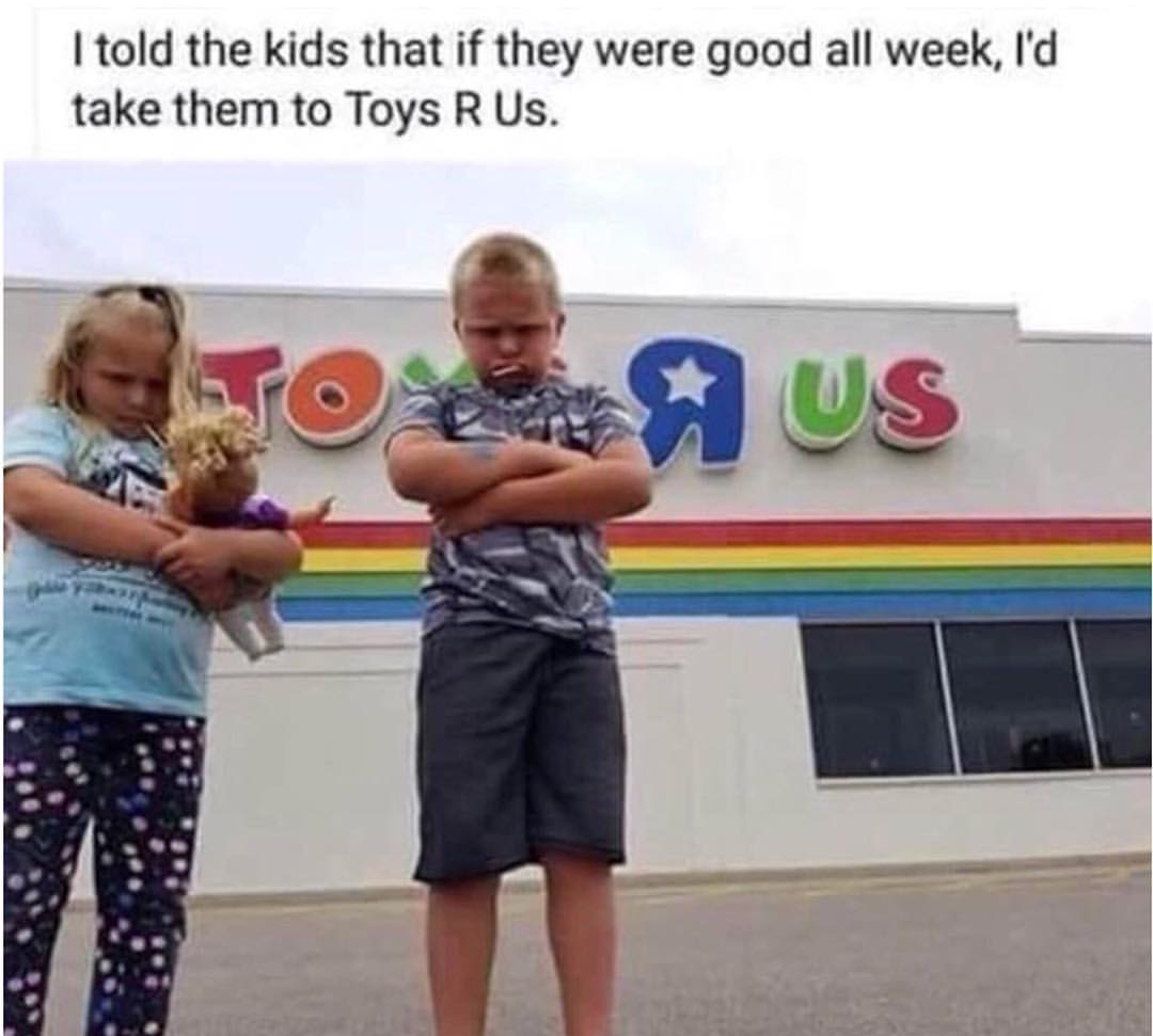 toys memes - I told the kids that if they were good all week, I'd take them to Toys R Us. To Us