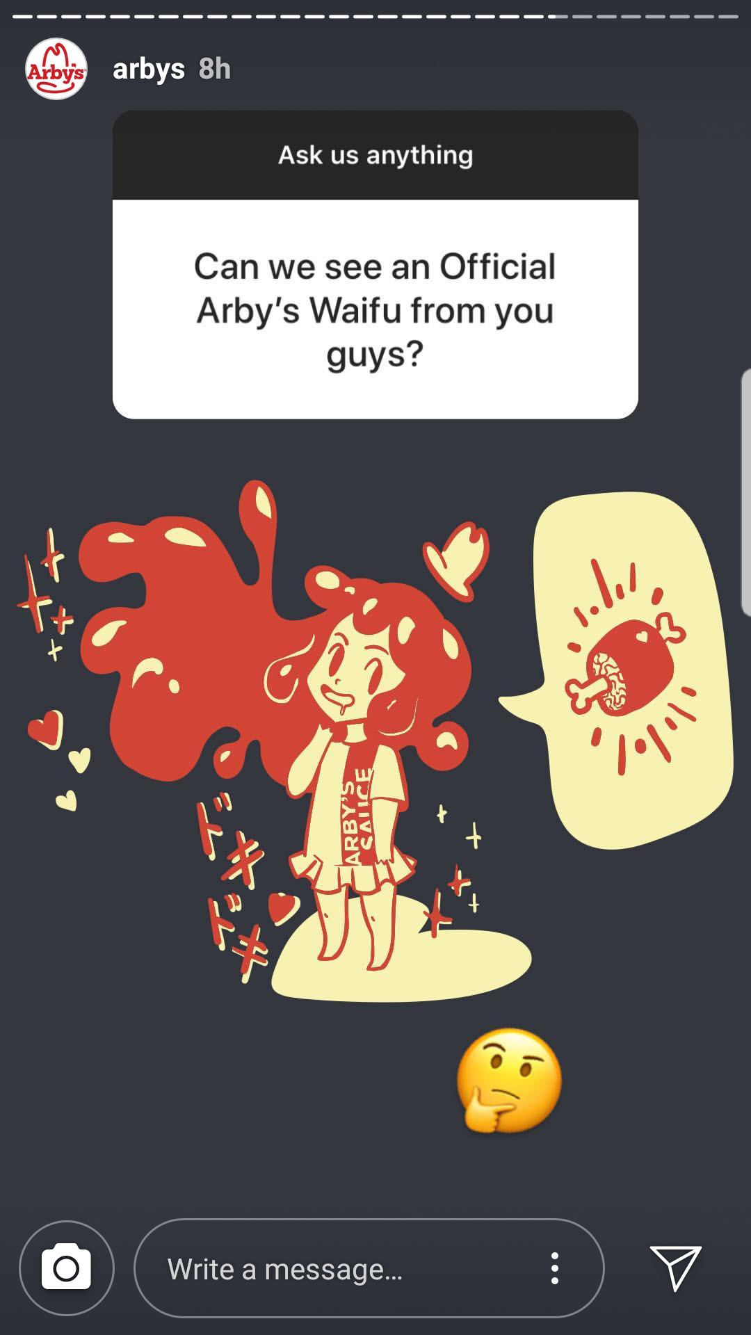 arbys waifu - Arbys arbys 8h Ask us anything Can we see an Official Arby's Waifu from you guys? Obrze 21 O Write a message... Write a message. V