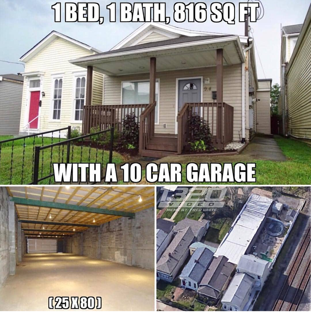 memes - 10 car garage meme - 1 Bed, 1 Bath, 816 Sqft With A 10 Car Garage 25X80