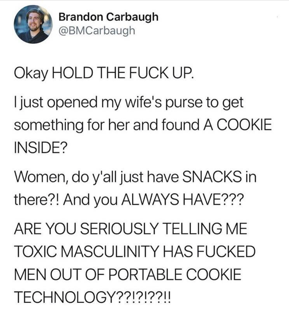 man discovers cookie in wife's purse