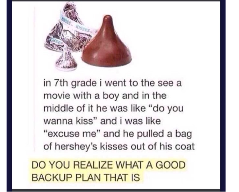 hershey's kisses backup plan