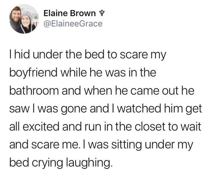 couple that likes to hid to scare each other