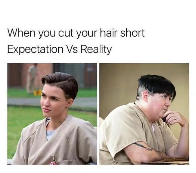 funny picture of a expectation vs reality hair short - When you cut your hair short Expectation Vs Reality
