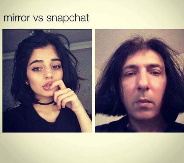 memes - snapchat ugly - mirror vs snapchat