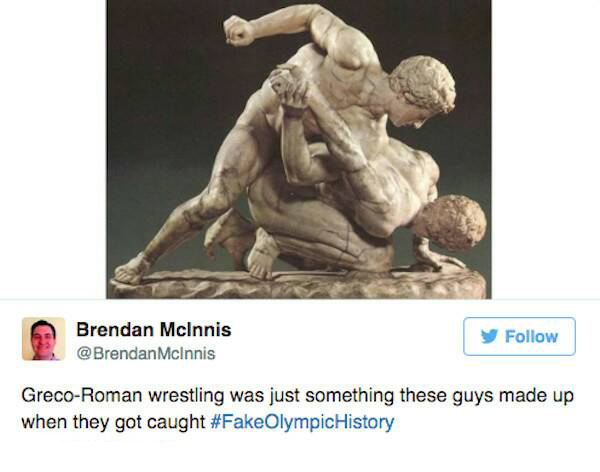 memes - theagenes of megara - Brendan McInnis y GrecoRoman wrestling was just something these guys made up when they got caught Olympic History