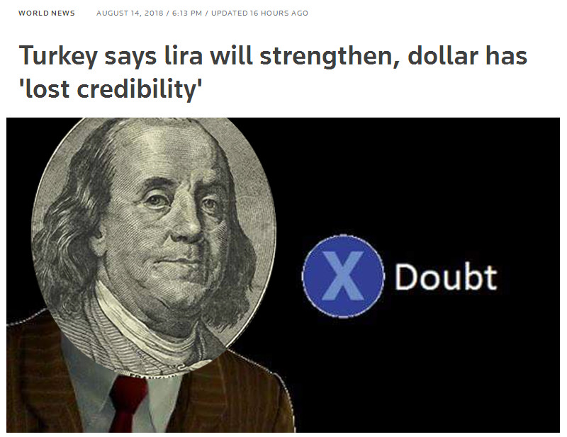 memes - 100 dollar bill - World News Updated 16 Hours Ago Turkey says lira will strengthen, dollar has 'lost credibility' Doubt