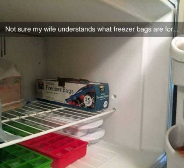 cringeworthy wife thought that freezer bags need to be kept in the freezer