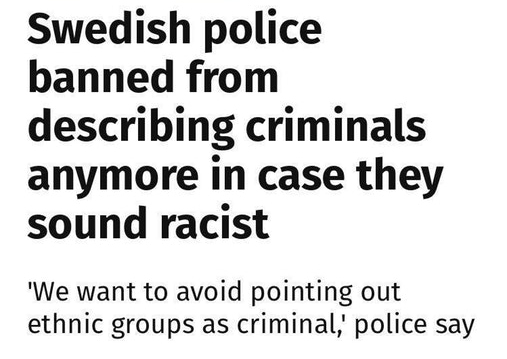 Cringeworthy Swedish police are banned from describing criminals because it might sound racist