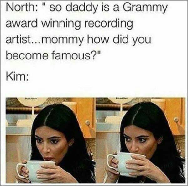 kim kardashian meme about when her kid asks why she is famous