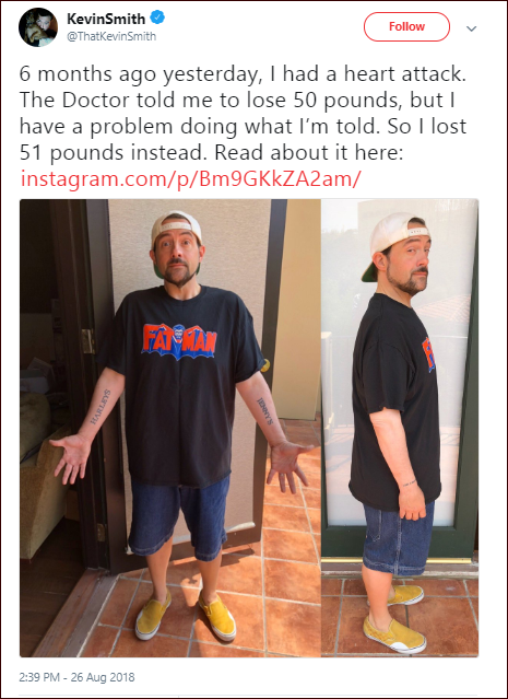 Kevin Smith weight loss side by side