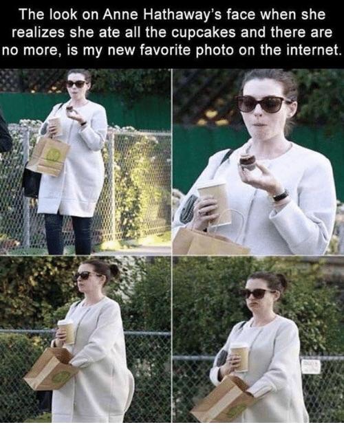 Anne Hathaway running out of cupcakes