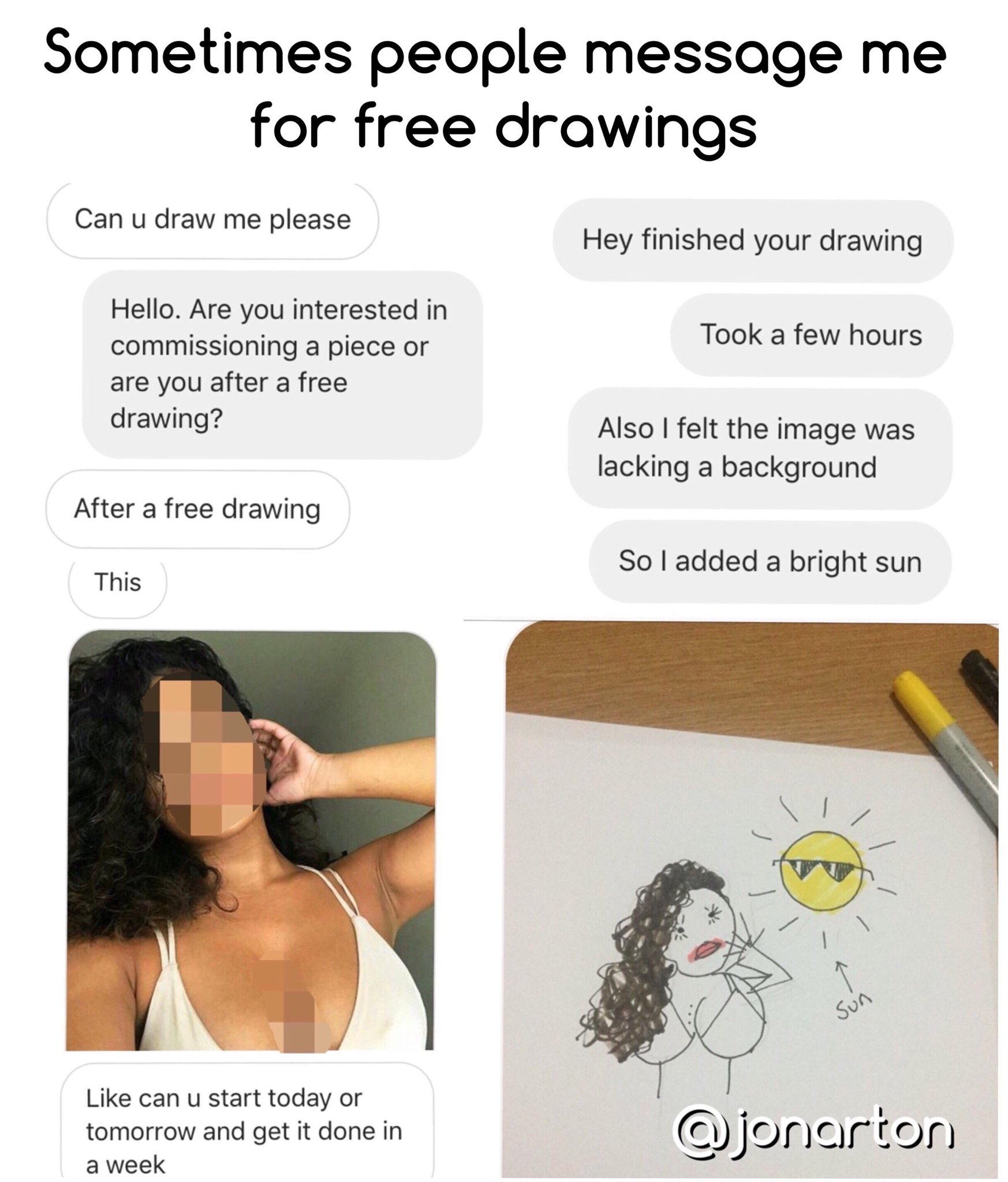 people asking for free drawings