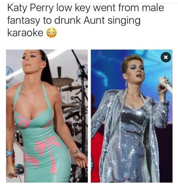Katy Perry went from male fantasy to drunk aunt in like a decade
