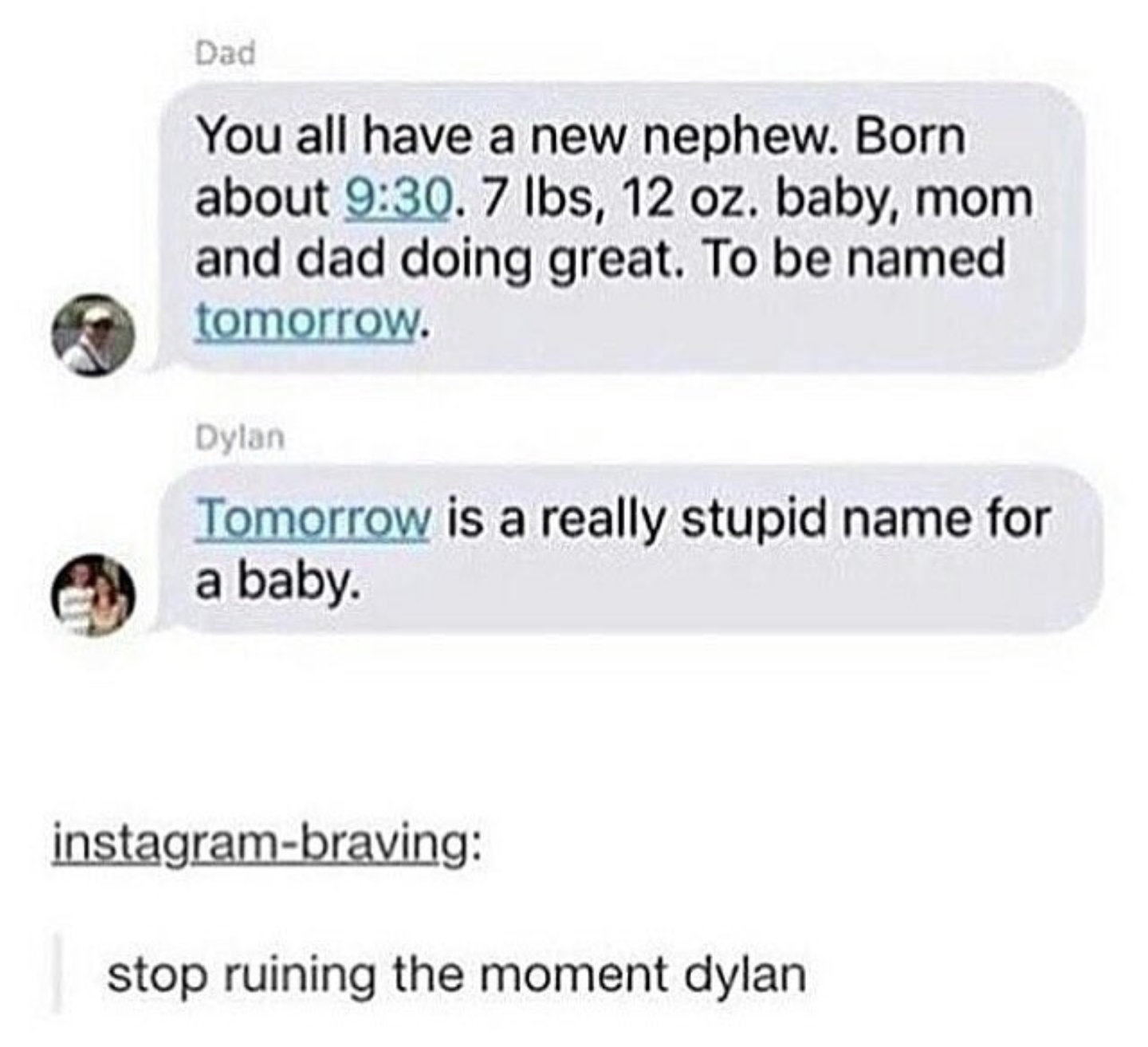 tomorrow is stupid baby name