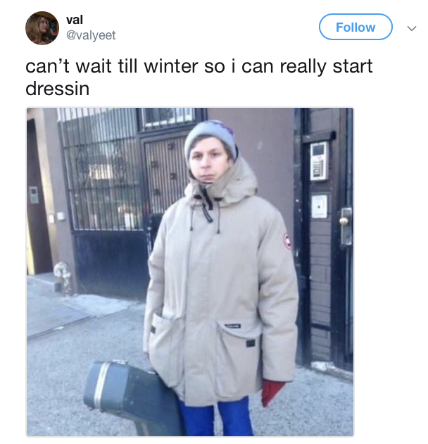 memes - michael cera jacket - val can't wait till winter so i can really start dressin