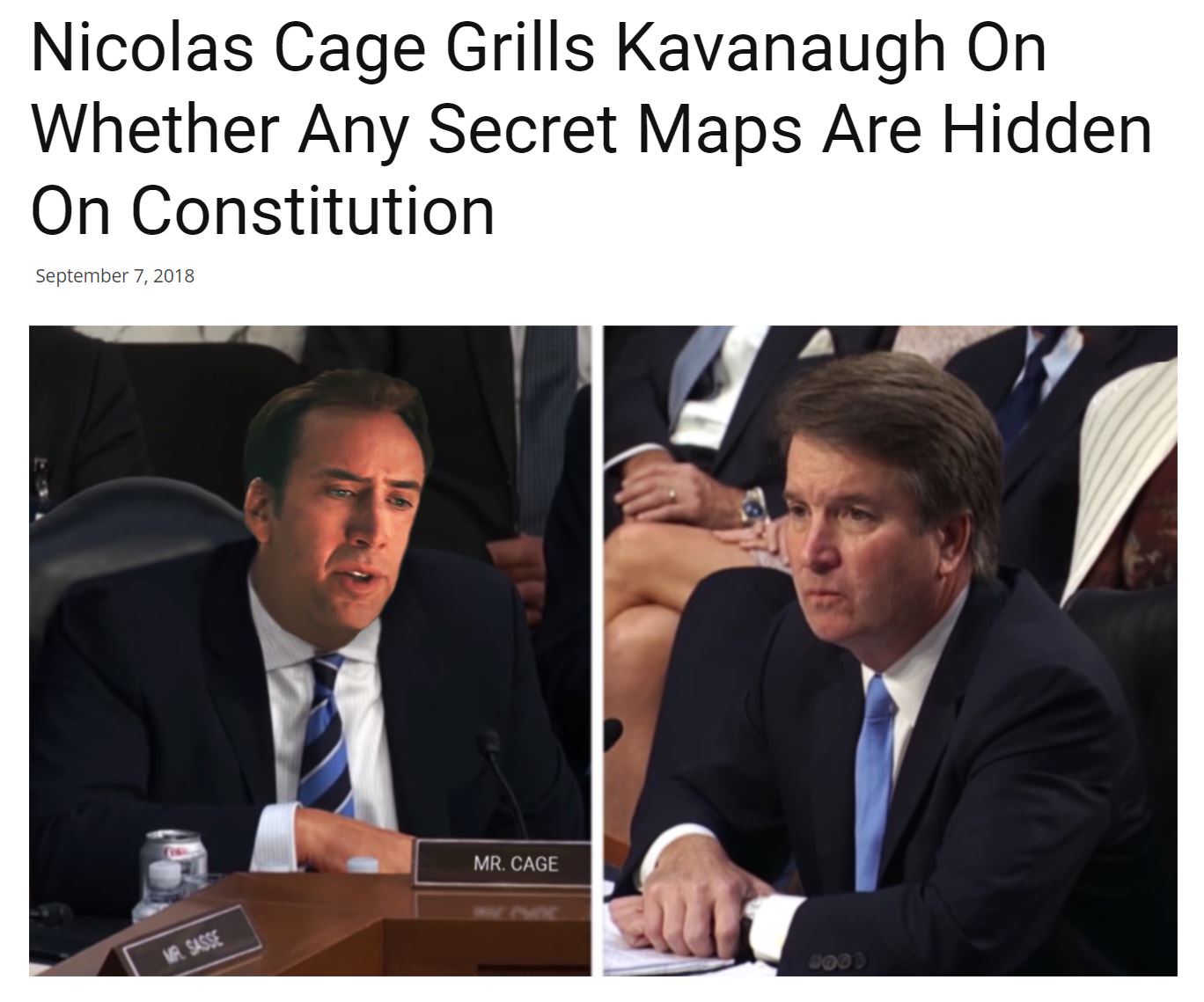 presentation - Nicolas Cage Grills Kavanaugh On Whether Any Secret Maps Are Hidden On Constitution Mr. Cage Sisse