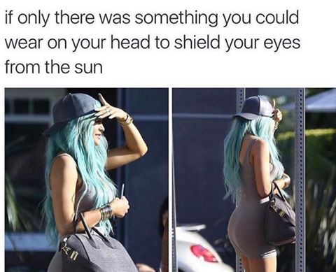 kylie jenner cap sun - if only there was something you could wear on your head to shield your eyes from the sun