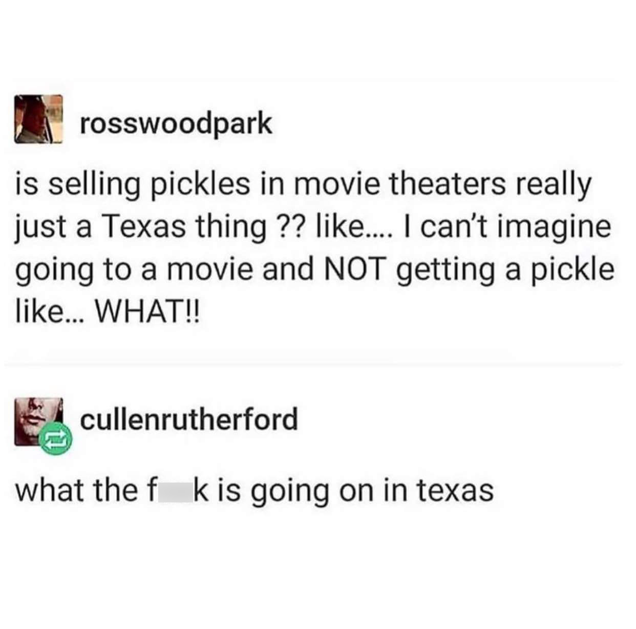 Pickles in movie theatres in Texas