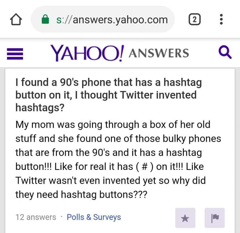 cringe benefits of enterprise bargaining - O s answers.yahoo.com 2 Yahoo! Answers Q I found a 90's phone that has a hashtag button on it, I thought Twitter invented hashtags? My mom was going through a box of her old stuff and she found one of those bulky
