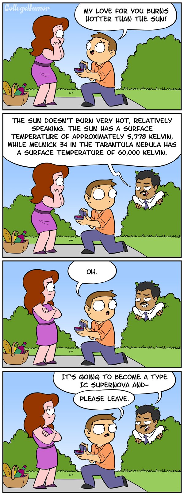 meme of trying to propose with Neil Degrasse Tyson ruining it