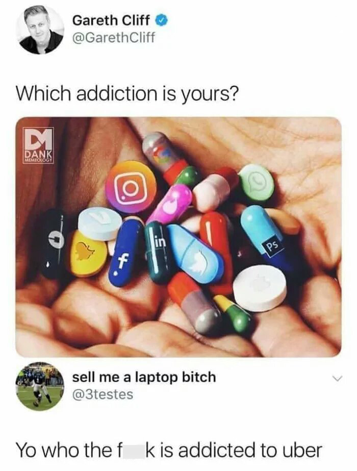 stop social media addiction - Gareth Cliff Cliff Which addiction is yours? Dank sell me a laptop bitch Yo who thef kis addicted to uber